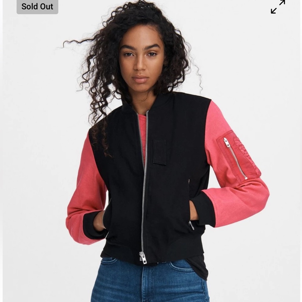 NWT Rag & Bone Dani Bomber Jacket Pink Black Colorblock XS $495